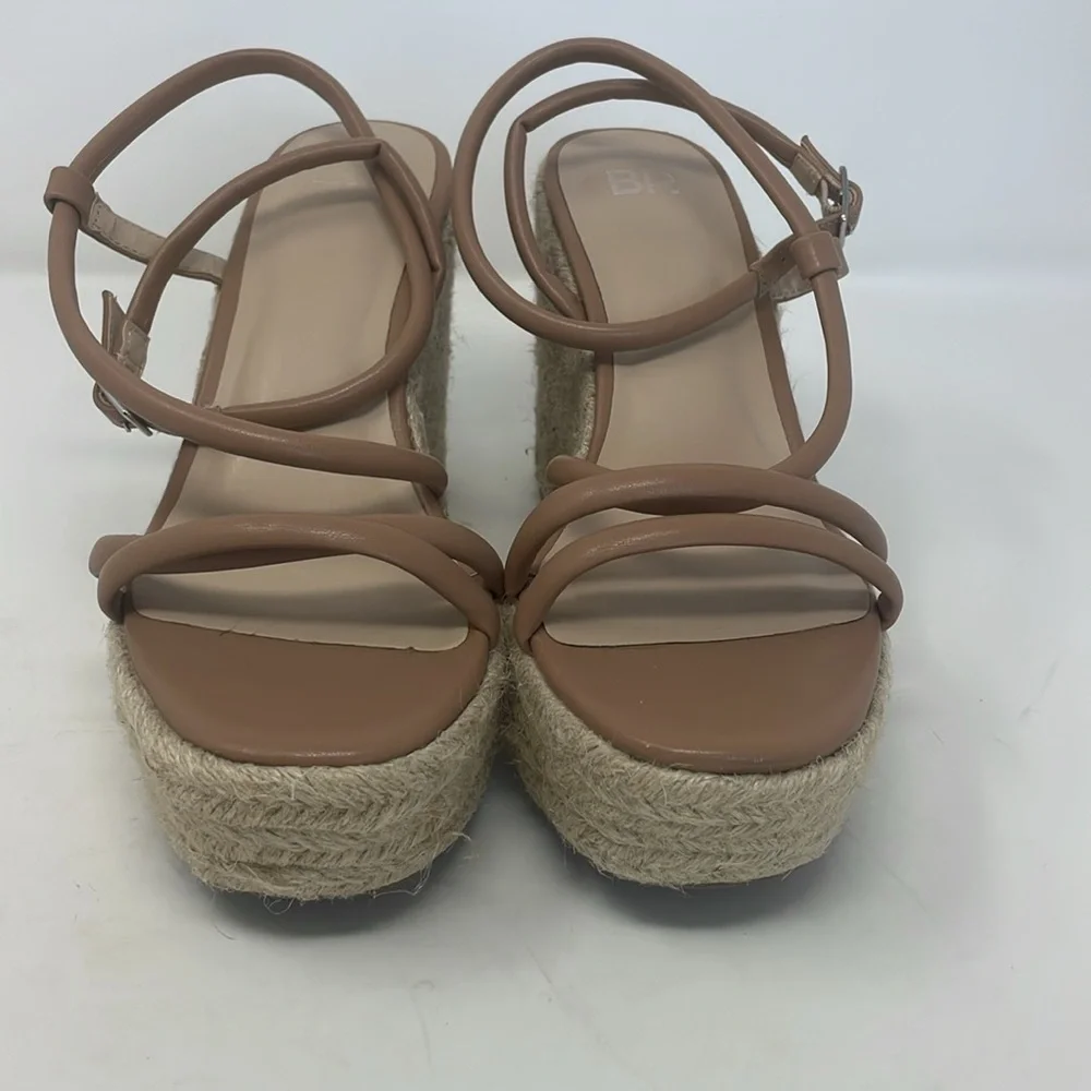 BP Nude Platform Heel Espadrille Sandals Size 8.5 Excellent Condition - Picture 2 of 13